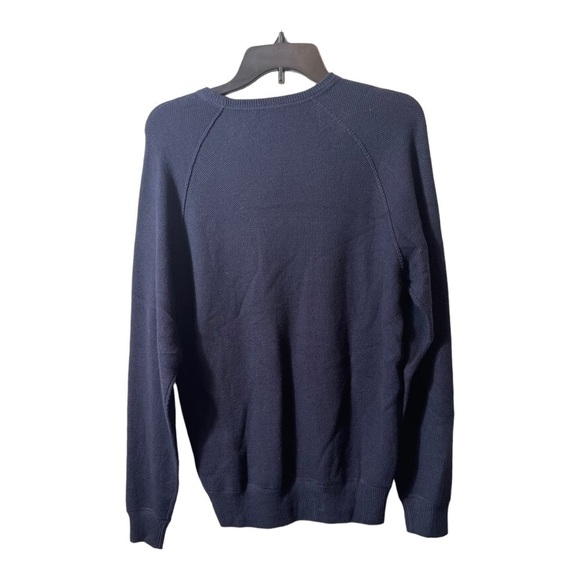 𝅺PETER MILLAR CROWN MEN'S COTTON MERINO CREW SWEATER in navy blue - Picture 4 of 11